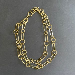Gold Tone Hammered Brass Links Necklace Aureus + Argent